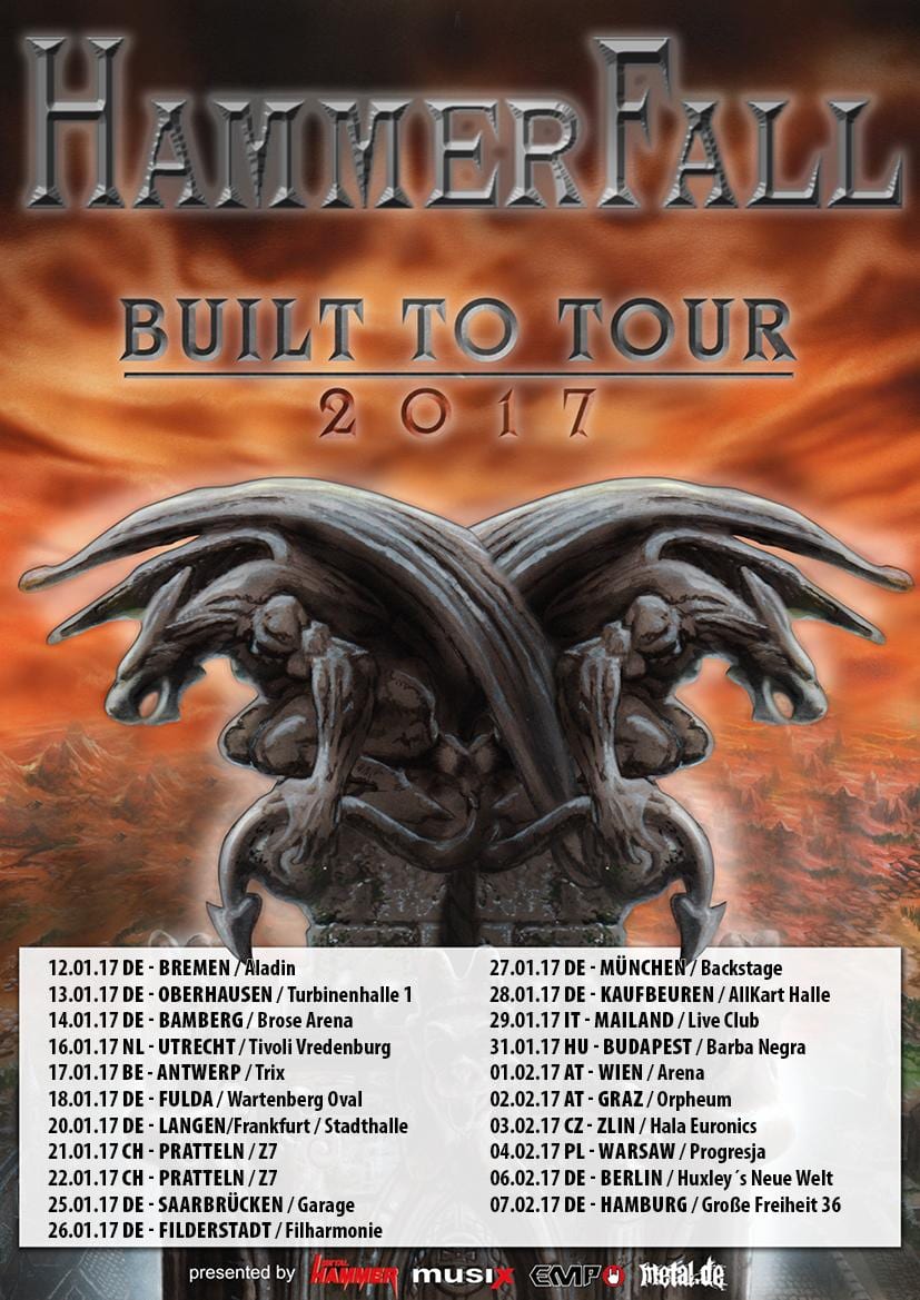 Official Flyer: Hammerfall - Built to Tour 2017